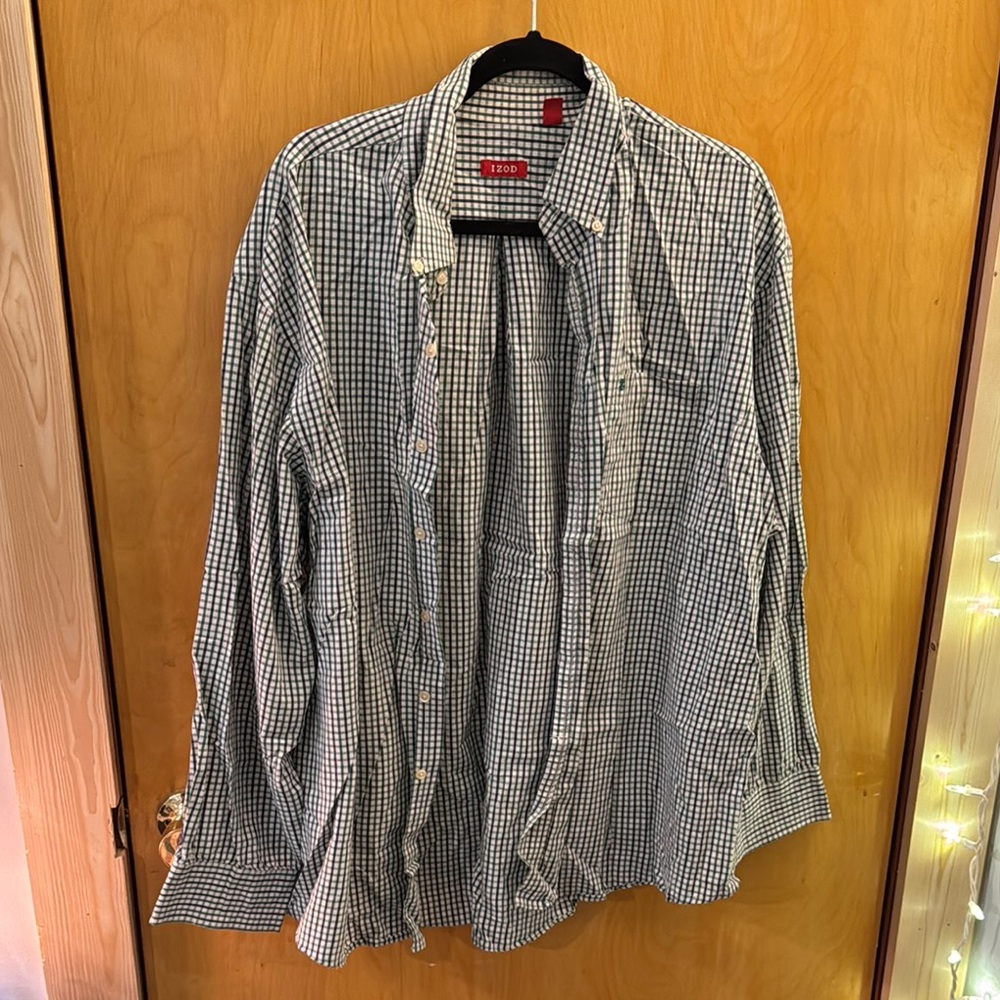 Izod Blue and Green Button Shirt
